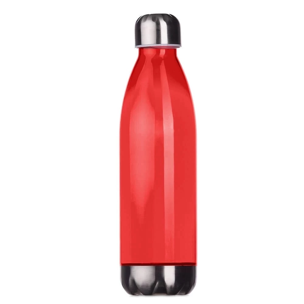 Garrafa Personalizada Plástica - 700ml Vermelho e Inox