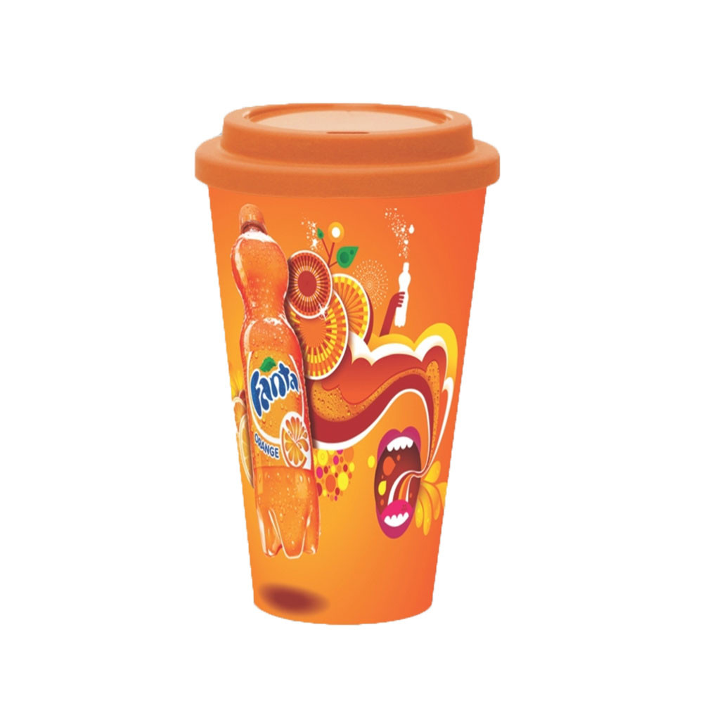 Copo Personalizado com Tampa In Mold Label - 550ml Laranja