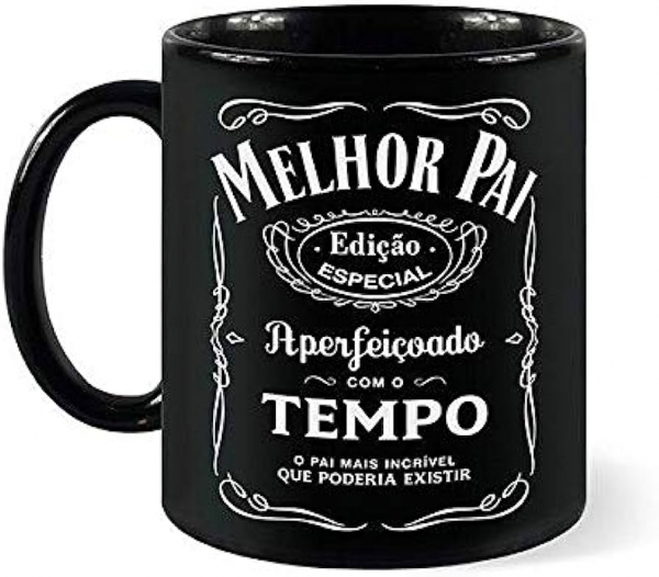 Caneca Preta de Porcelana Personalizada - 300ml Cinza e Preto